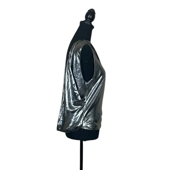 EUC Zara Asymmetric Metallic Top in Pewter - Picture 8 of 16